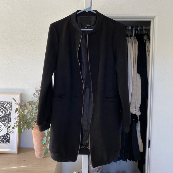 Fate Jackets & Blazers - SALE Fate Longline Long Bomber Jacket, Faux Suede